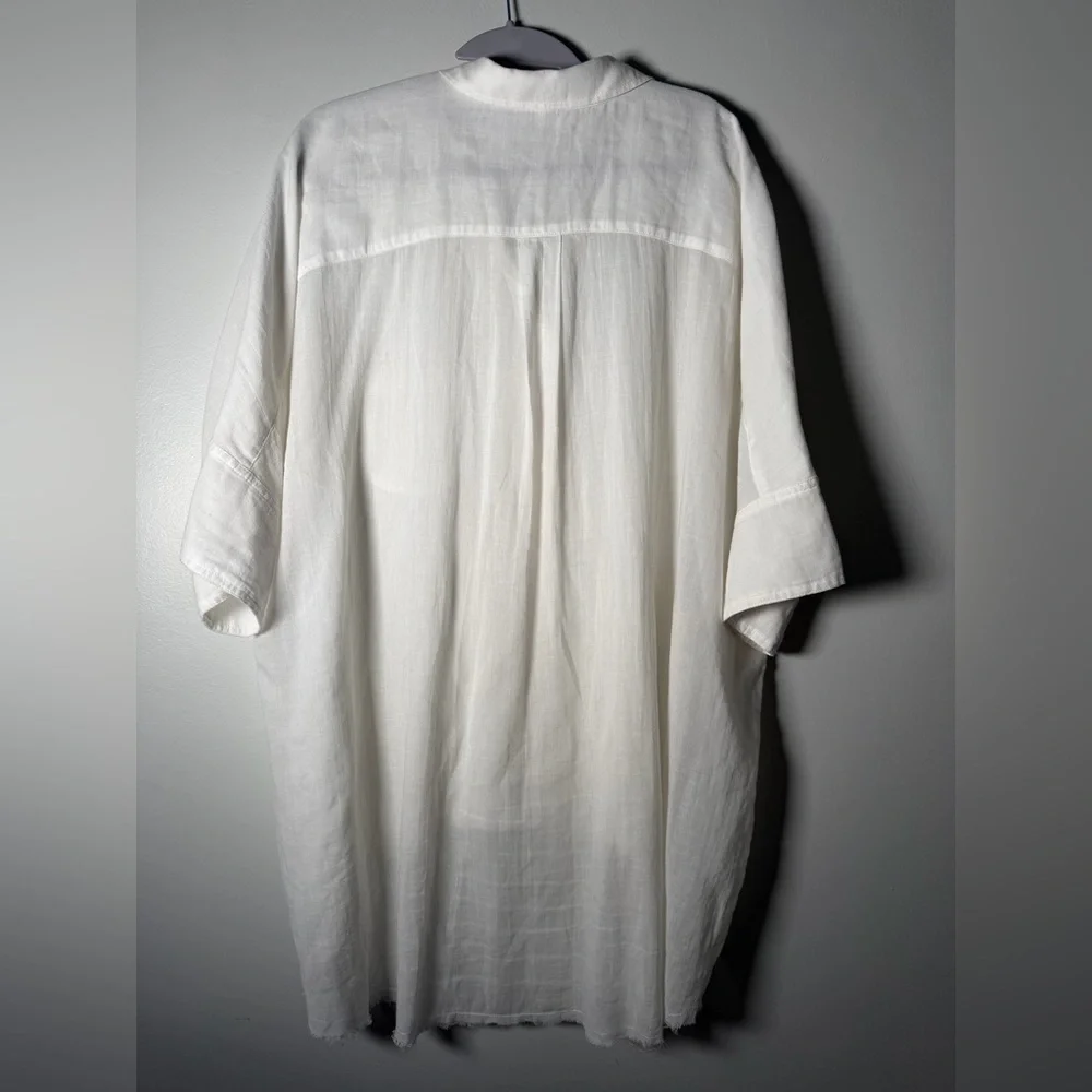 Free People The Best of Me White Gauzy Button-Down Shirt